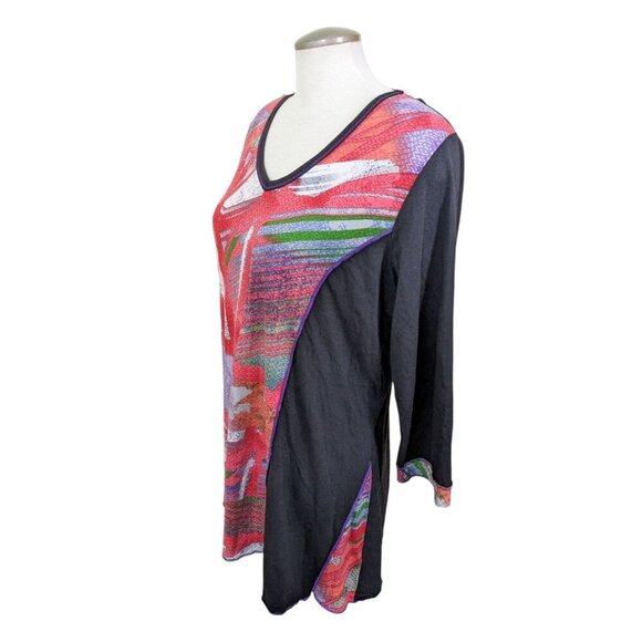 Parsley & Sage Blouse Top Women XL Tunic Artsy Art To Wear Lagenlook Hippie Boho - Picture 3 of 7